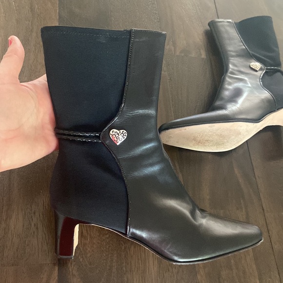 Black Brighton leather boots size 8 Tacoma silver Brighton heart cottagecore - Picture 4 of 17